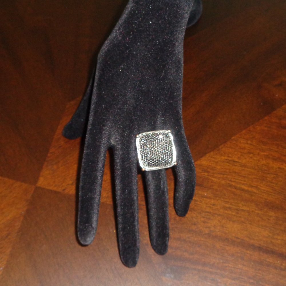 Beaded square ring- costume jewelry